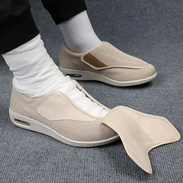 Unisex extra wide diabetic shoes for swollen feet, featuring adjustable straps for comfort & orthopedic support.
