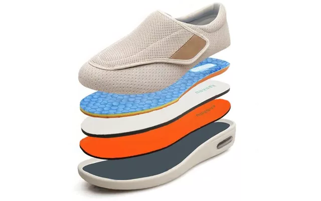 Side view of adjustable unisex wide diabetic shoes for swollen feet, designed for easy wear & superior comfort.