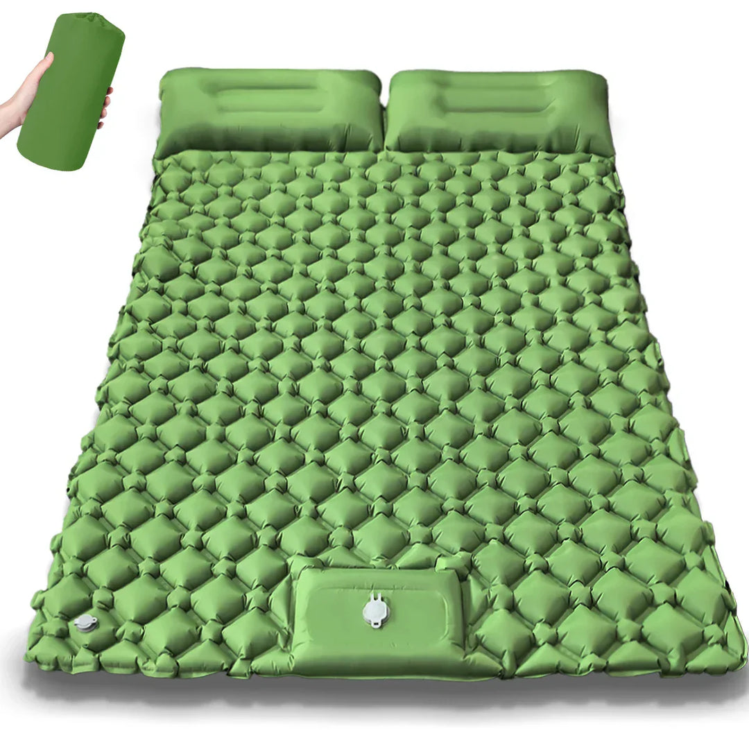 Detail of the inflation/deflation valve on the Kieran double inflatable camping mattress