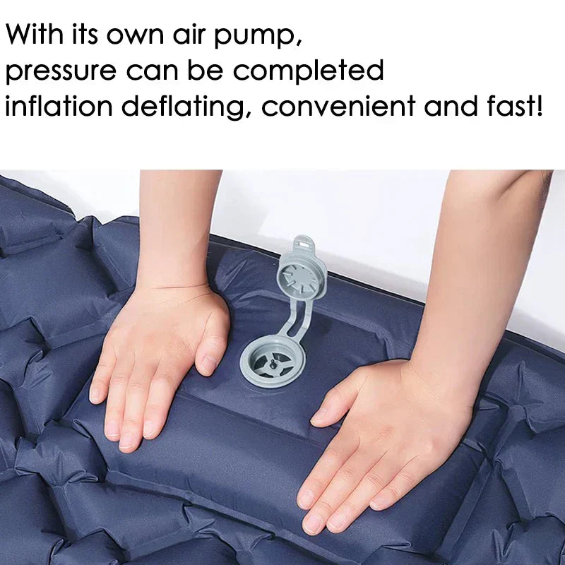 Outdoor gear shot of the extra-wide inflatable camping mattress in a tent setting