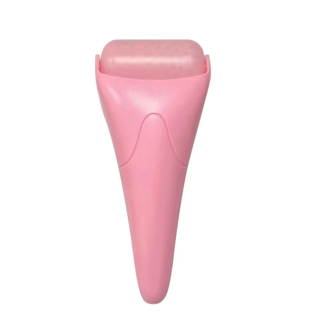 Unisex facial ice roller with a focus on its metallic, cool-to-the-touch surface for effective skin cooling and tightening