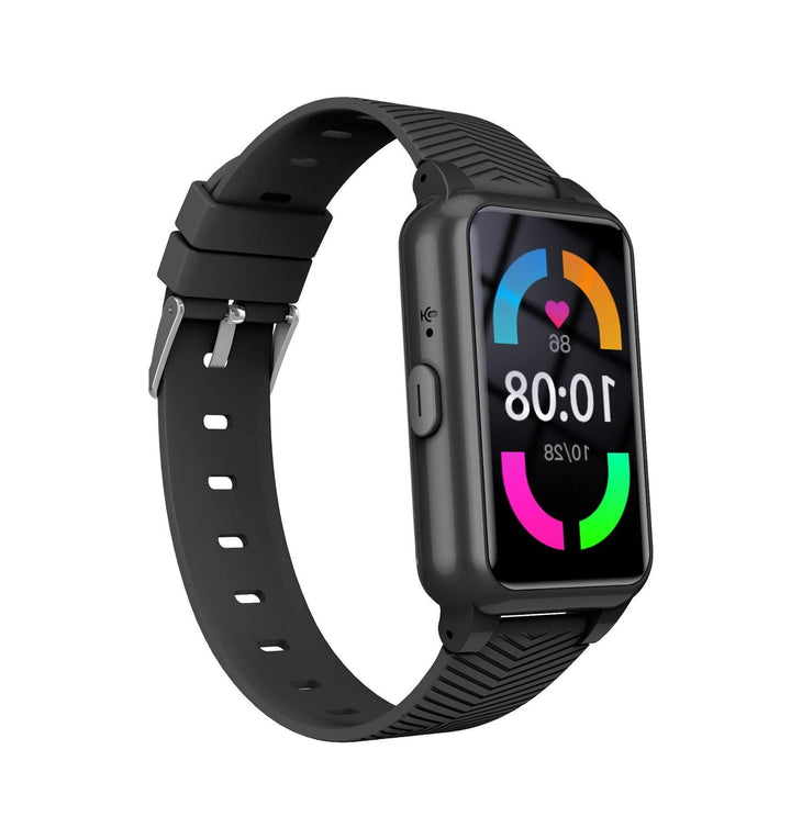 Unisex fall detection smartwatch for seniors, with GPS tracking, emergency call, and health monitoring.