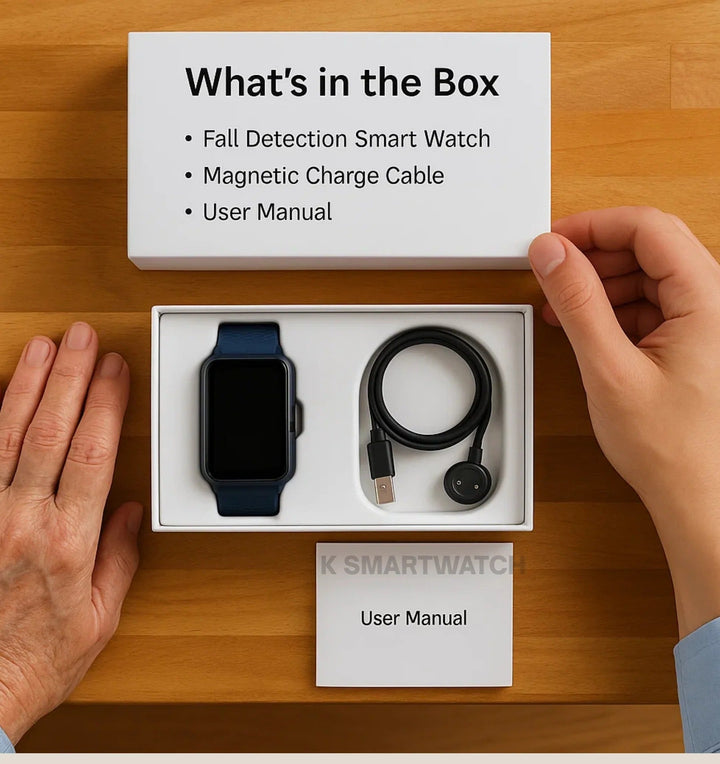 Comfortable fall detection smartwatch for seniors, ensuring daily safety with GPS, alerts, and long battery life.