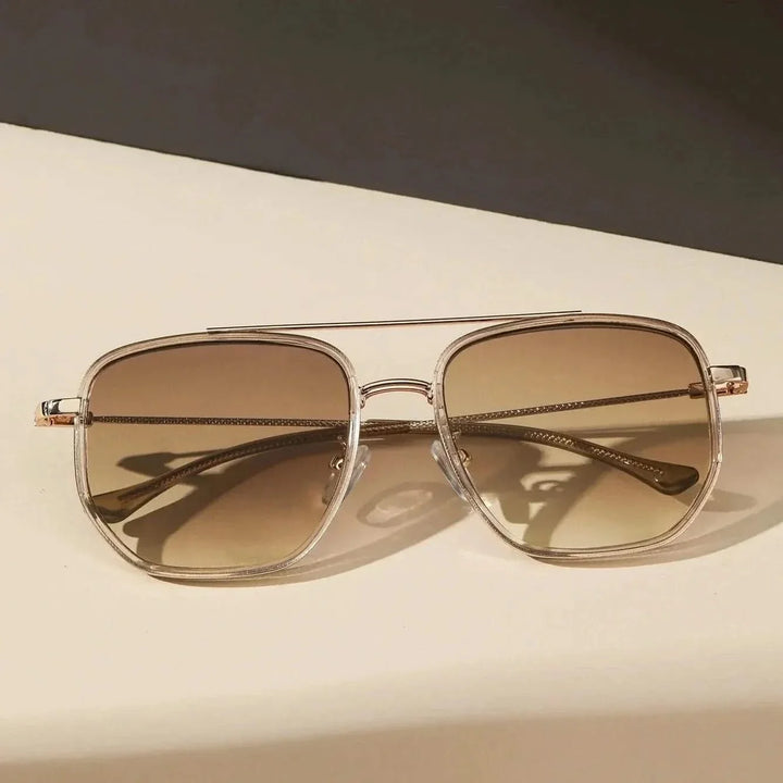 Durable unisex sunglasses with full UV protection, stylish metal frame, and modern design for outdoor activities.
