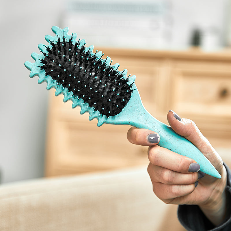 Unisex vent styling tool, designed for fast drying, frizz control, & easy detangling.