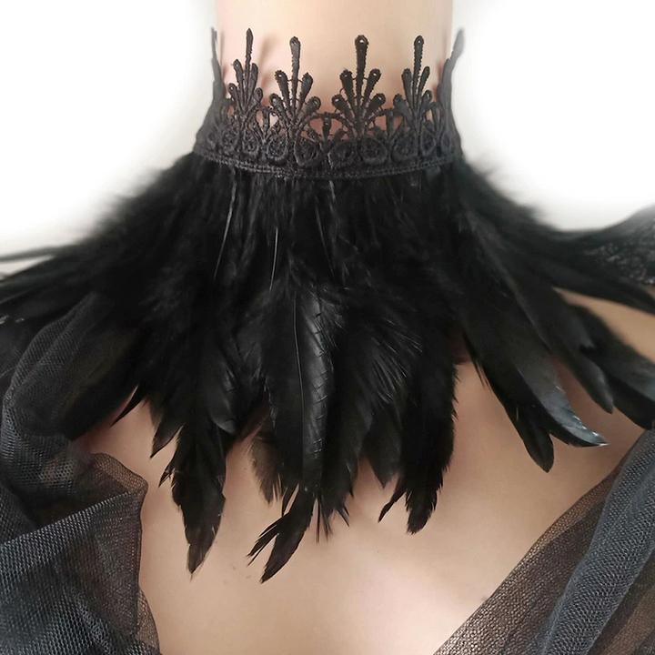 Unisex Faux Feather Choker for festivals & parties. Bold statement jewelry accessory.