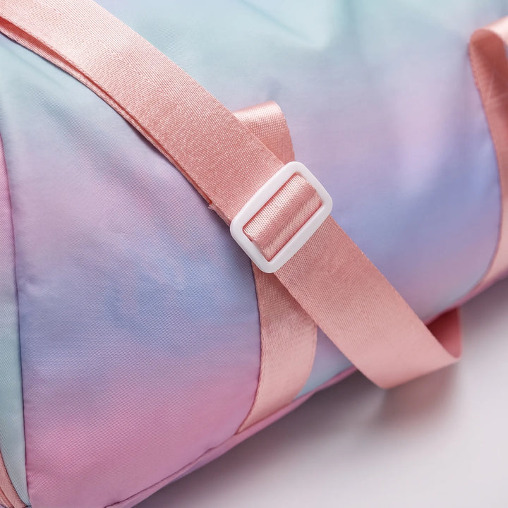 Versatile unisex sports duffel bag, great for gym, travel, and fitness. Includes a comfortable shoulder strap.