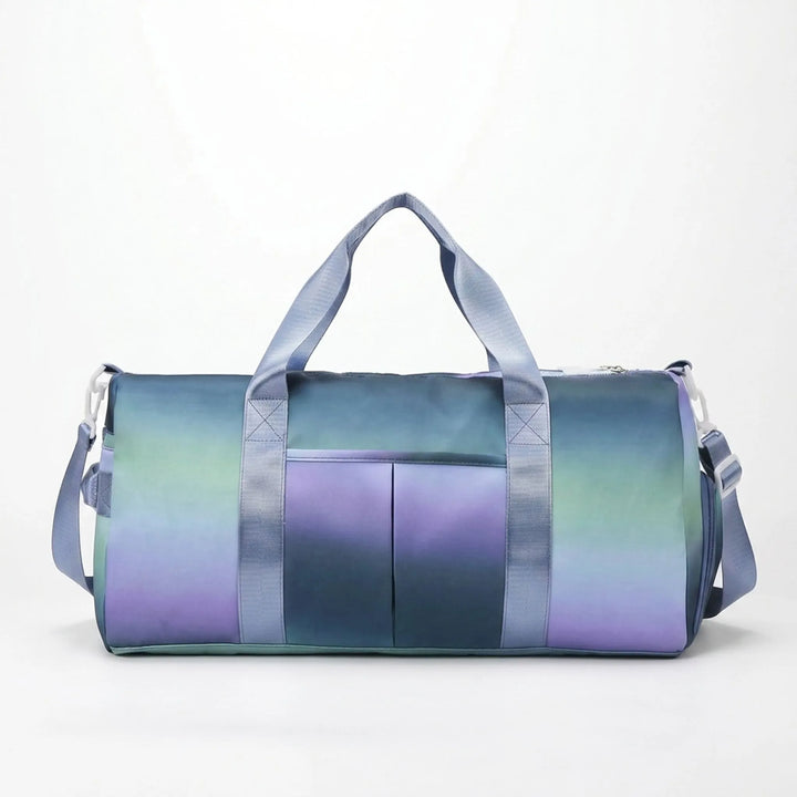 Durable unisex workout duffel bag, ideal for men and women, featuring strong zippers and reinforced handles.