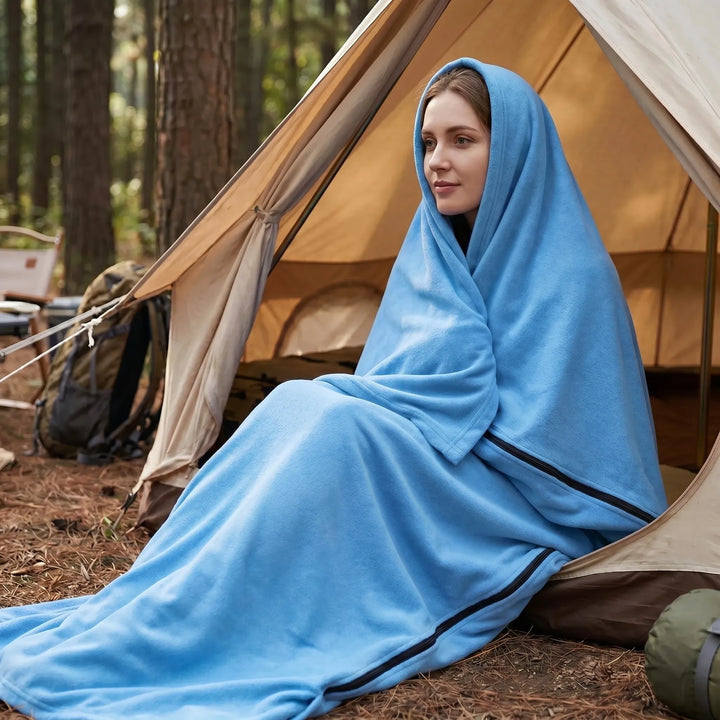 Unisex fleece envelope sleeping bag for camping. Lightweight, packable travel liner for 3-season outdoor adventure.