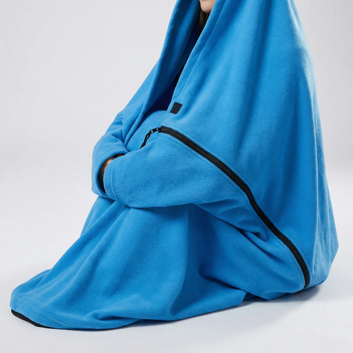 Cozy unisex fleece envelope sleeping bag, perfect lightweight & packable travel liner for camping and adventure comfort.