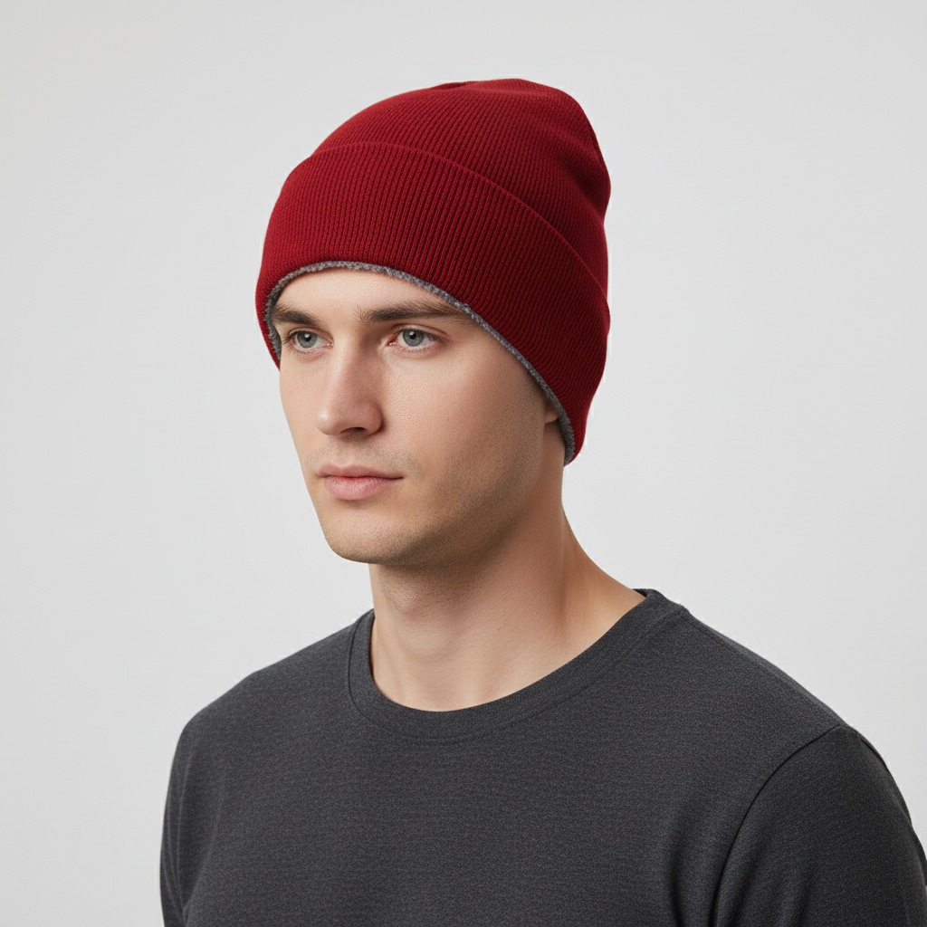Unisex Fleece Lined Knit Beanie Hat