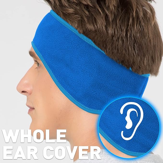 Unisex black ear warmers headband, made from cozy fleece for ultimate winter warmth.