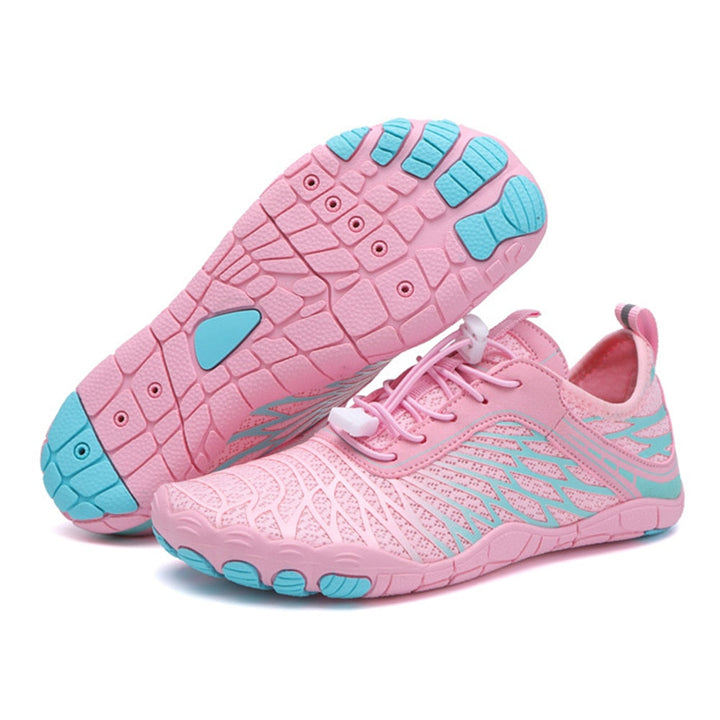 Athlete wearing FlexBare 3.0 unisex minimalist shoes during a gym workout, emphasizing flexibility and comfort.