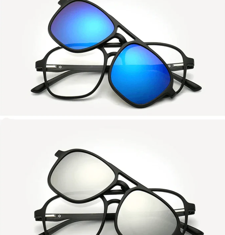 Person wearing Unisex FlexView 6-in-1 sunglasses outdoors, demonstrating style and sun protection for summer