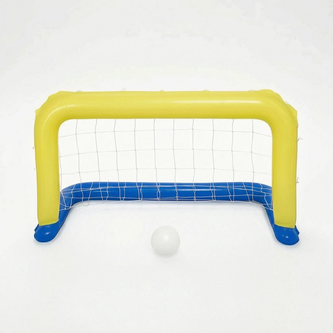 Floating water sports toy, an inflatable activity net designed for fun swimming pool games & family outdoor play.