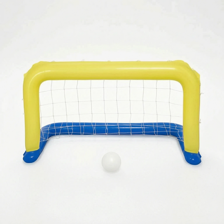 Floating water sports toy, an inflatable activity net designed for fun swimming pool games & family outdoor play.