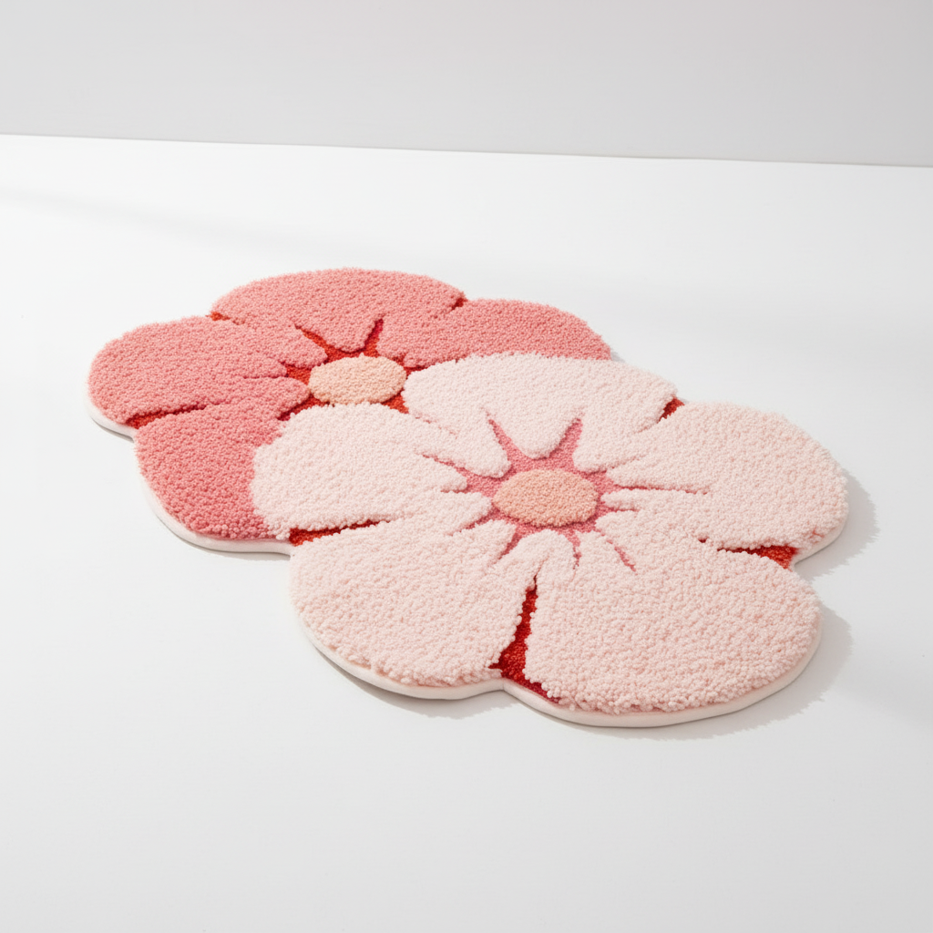 FloraPlush non-slip floral bath mat, highly absorbent microfiber for a safe bathroom.