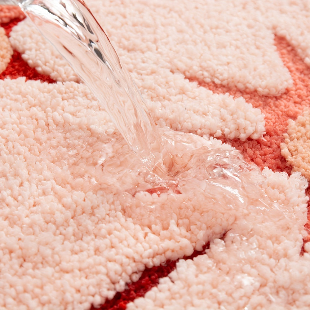 Premium microfiber floral bath mat, non-slip & super absorbent for your bathroom.