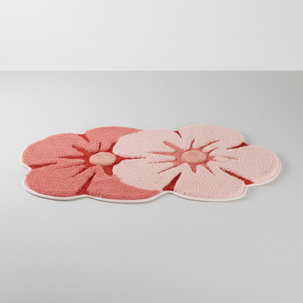 Stylish floral non-slip bath mat, absorbent microfiber, machine washable home comfort.