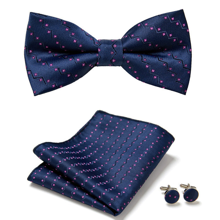 StitchMode floral bow tie, pocket square & cufflinks set, a stylish accessory for formal and party wear.