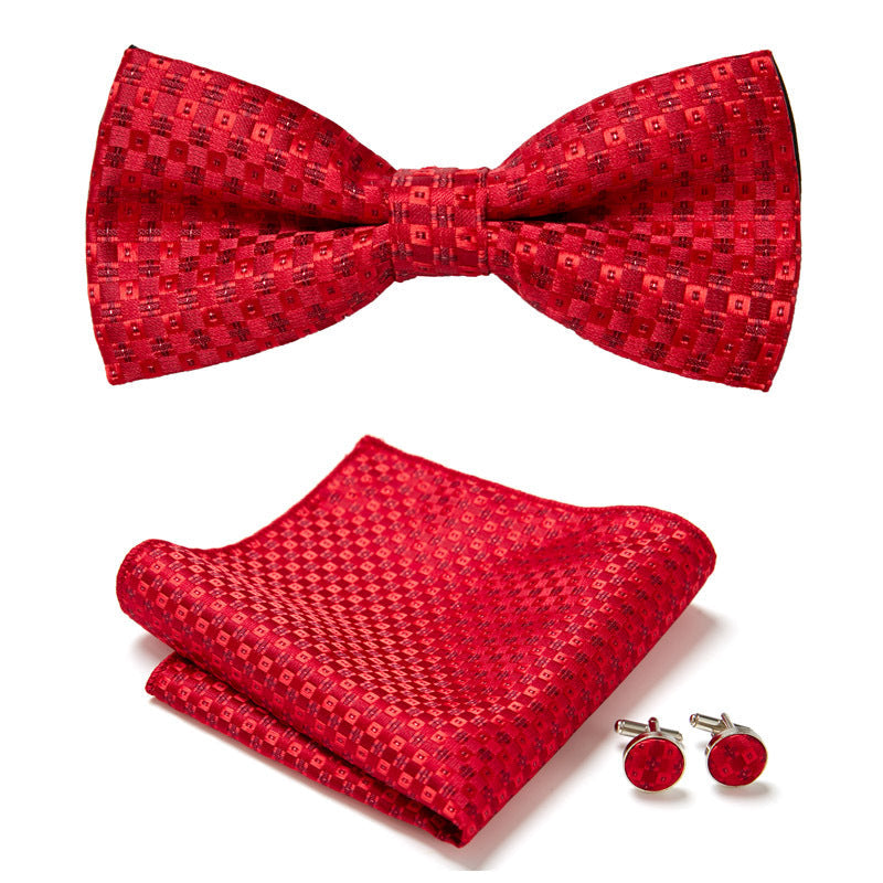 StitchMode polyester floral bow tie, pocket square & cufflinks set, great for weddings or special occasions.