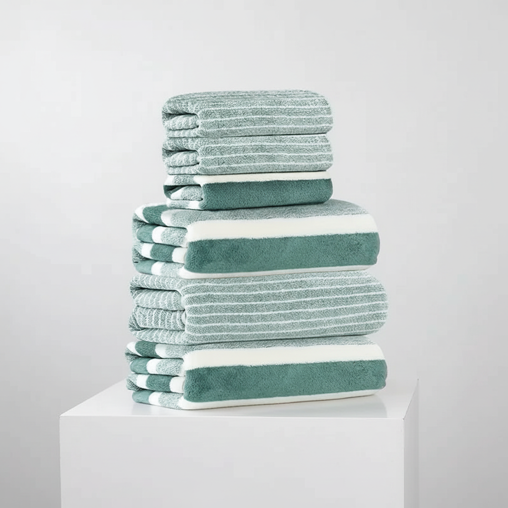 Luxury coral fleece bath towel set, thick and soft, ideal for spa and daily use