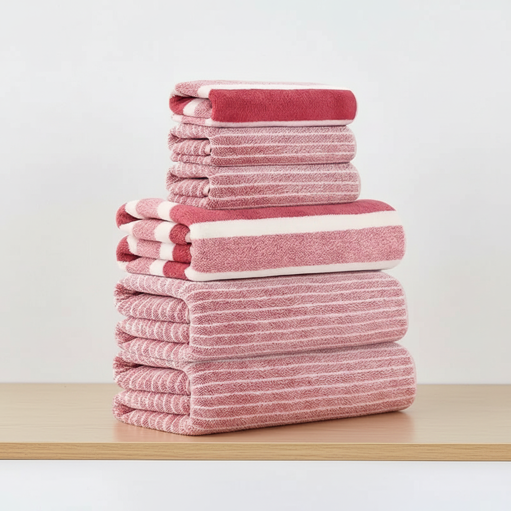 Soft white coral fleece hand towels and bath towels set, essential for any luxury bathroom