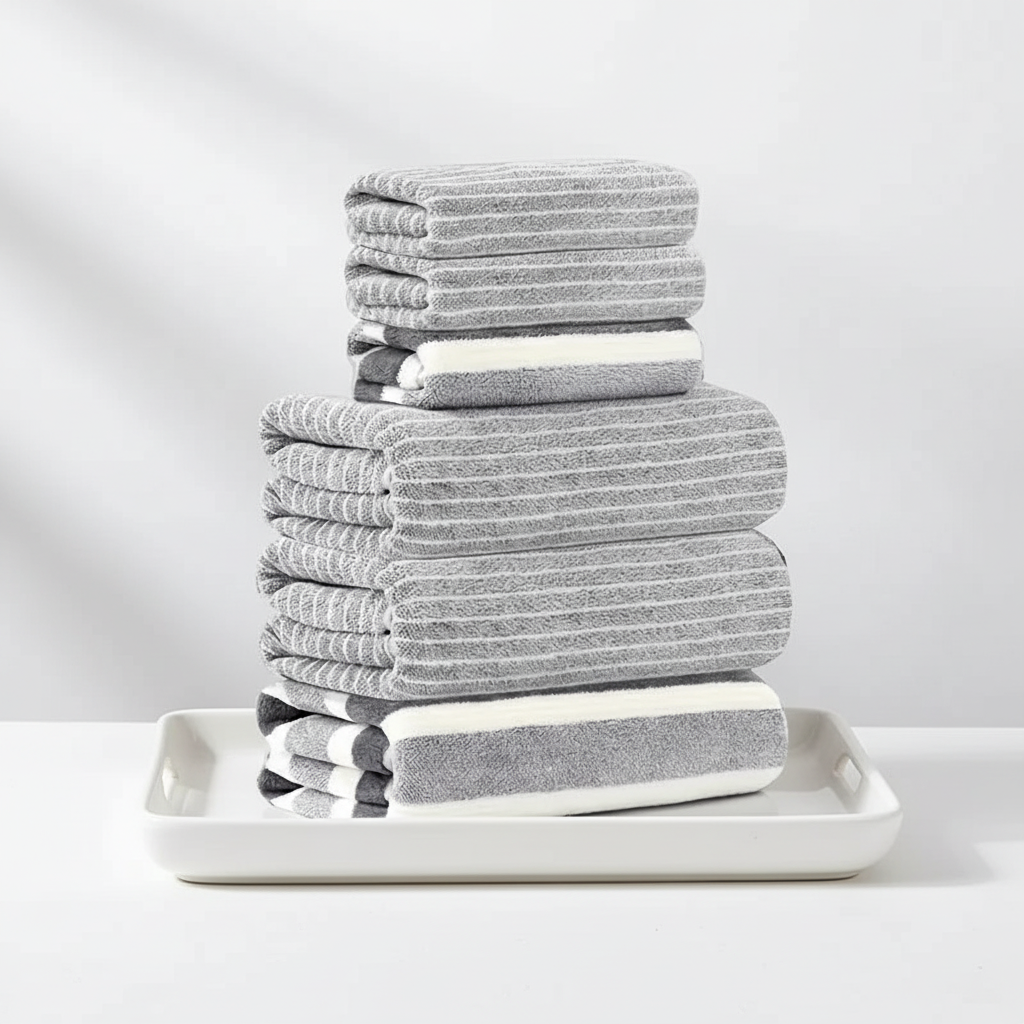 Closeup of a folded coral fleece bath towel, showing its fluffy texture and thickness