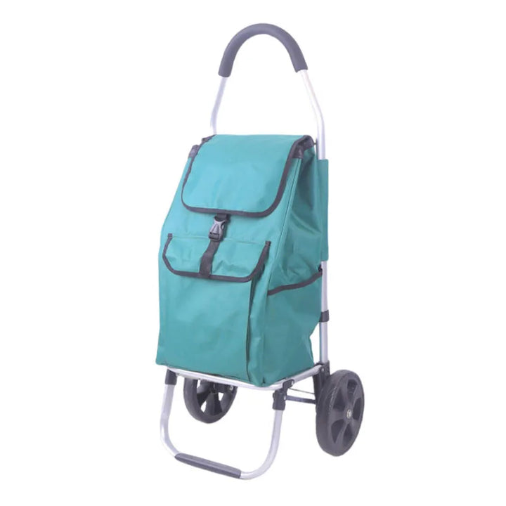 Unisex Foldable Aluminum Shopping Cart, CarryEase, with ergonomic handle and smooth-rolling wheels for comfort