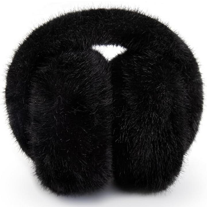 Unisex foldable faux fur ear warmers in a deep burgundy, elegant winter accessory