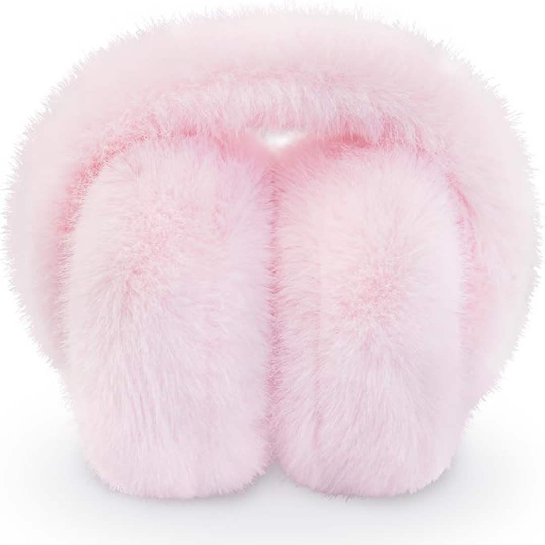 Unisex foldable faux fur ear warmers, cozy essential for cold weather, outdoor activity