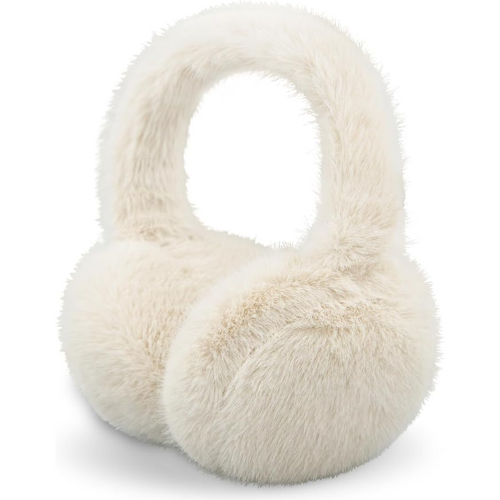 Unisex foldable ear warmers in a vibrant blue faux fur, stylish winter accessory