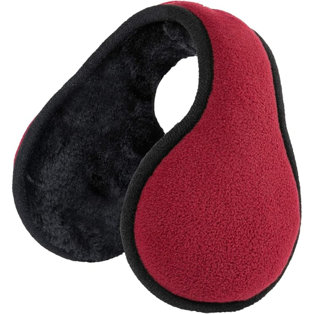 Unisex foldable fleece ear warmers, SnugMuffs, black, for winter outdoor activities