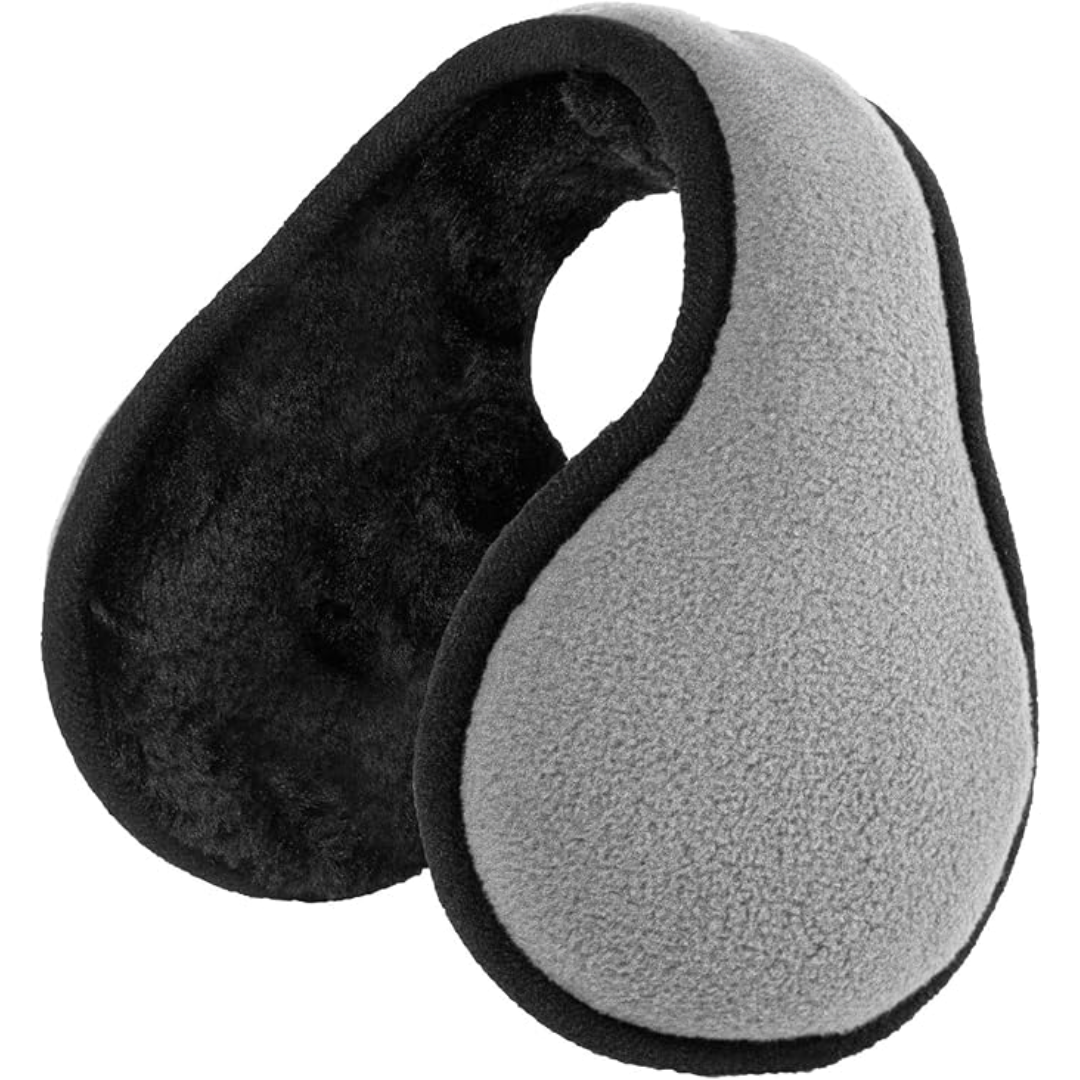SnugMuffs foldable earwarmers, soft black fleece, for ultimate winter comfort