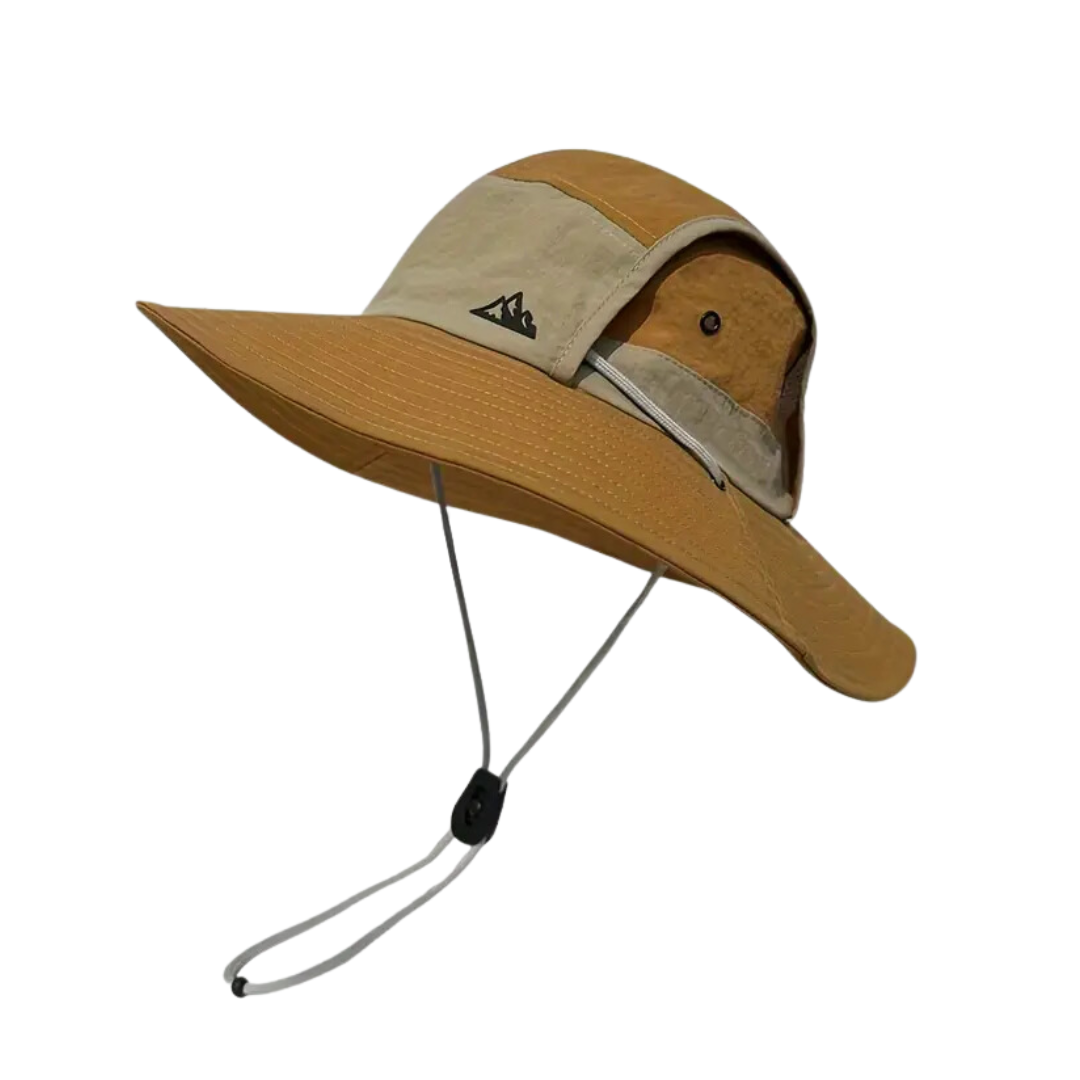 Unisex foldable outdoor sun hat, gray, with UV protection for hiking, camping, and travel