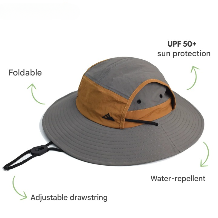 Travel-friendly unisex sun hat, foldable for easy packing, offering excellent UV protection