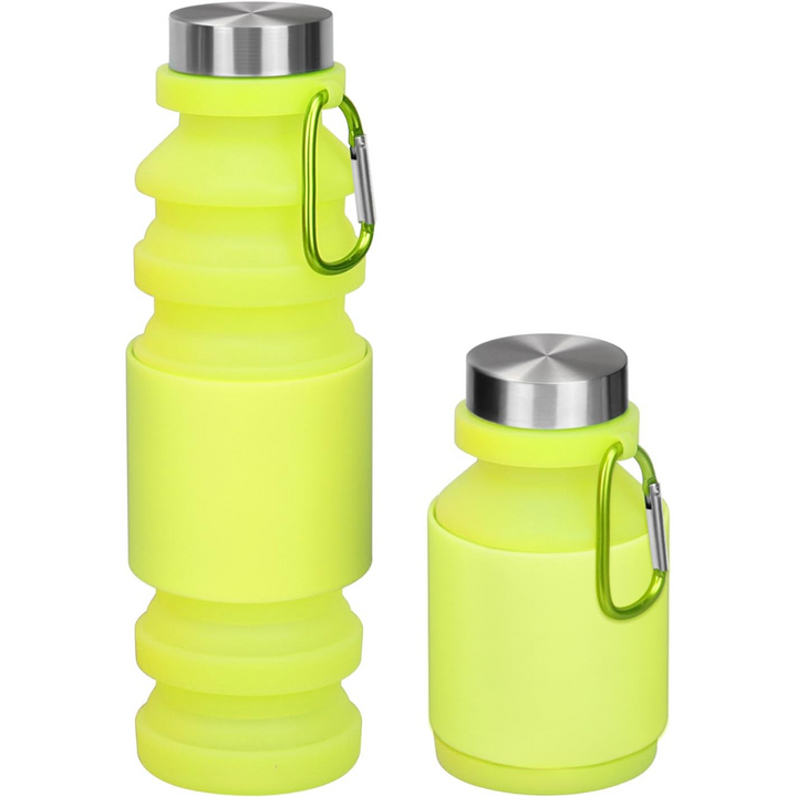 Portable unisex foldable water bottle. Leakproof silicone design, great for gym, travel, and outdoor activities.