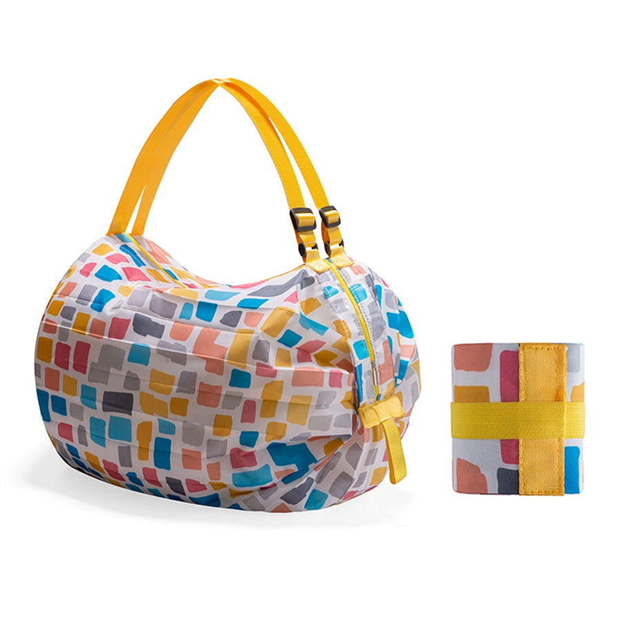 Unisex foldable shopping tote bag, large capacity, durable, perfect for groceries & travel.