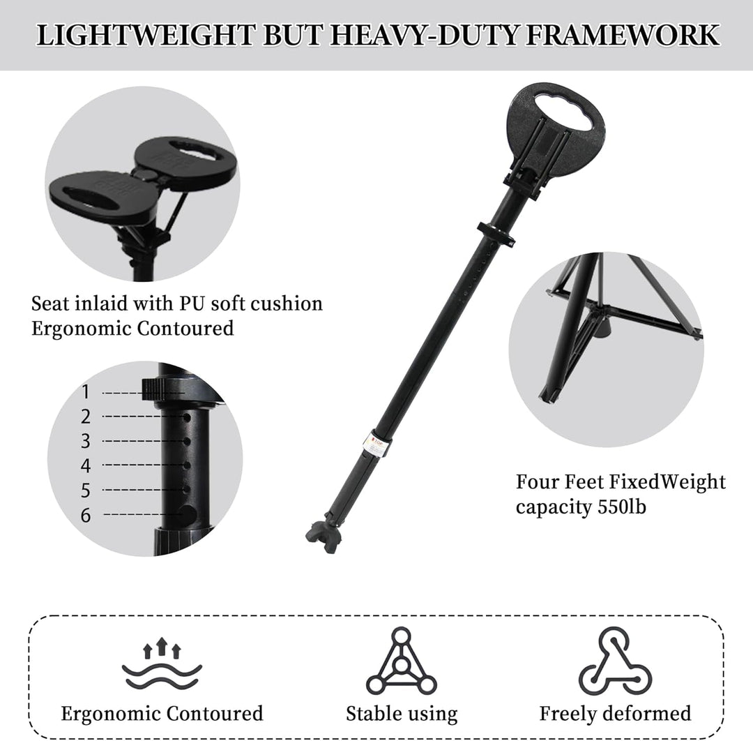 Portable Foldable Walking Cane with Seat, 2-in-1 mobility support for independence