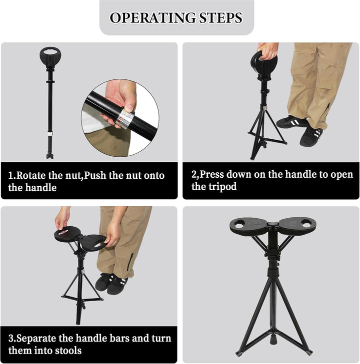 Compact Foldable Walking Cane with Seat, perfect for travel and easy storage, mobility aid