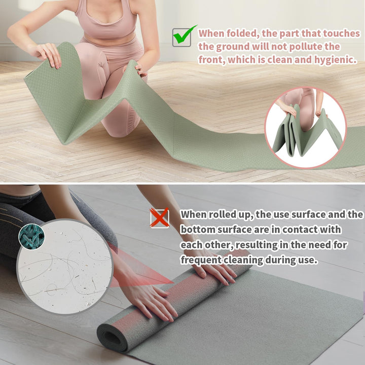 Unisex non-slip yoga mat, extra thick TPE for superior comfort & stability. Foldable exercise mat for home fitness.