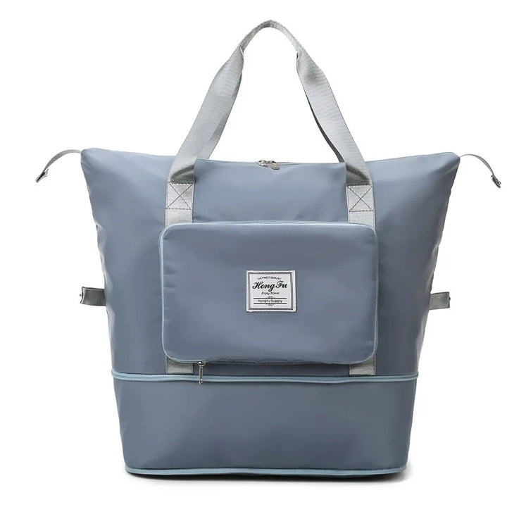 Unisex folding travel duffle bag, space-saving carry-on for easy trips and compact storage.