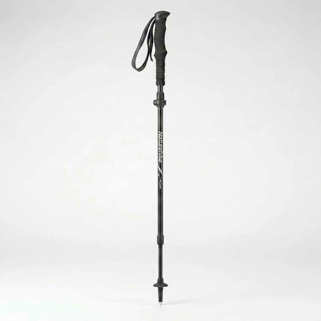 Ergonomic handle of a unisex trekking pole, designed for comfortable grip on long hikes & trail adventures.