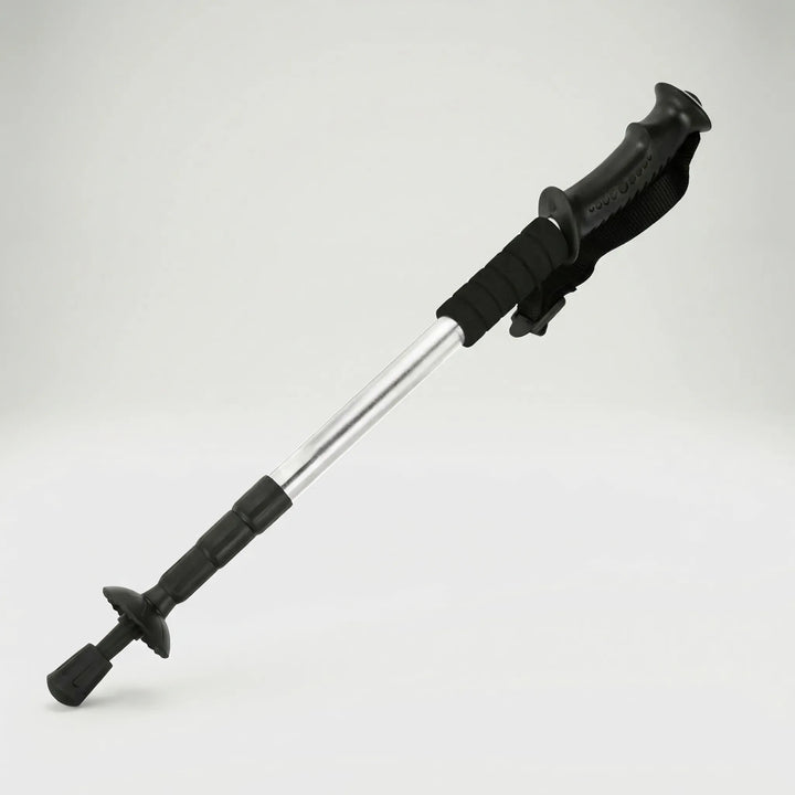 Folding walking stick for hiking & trail running. Compact, lightweight, & features shock-absorbing technology.