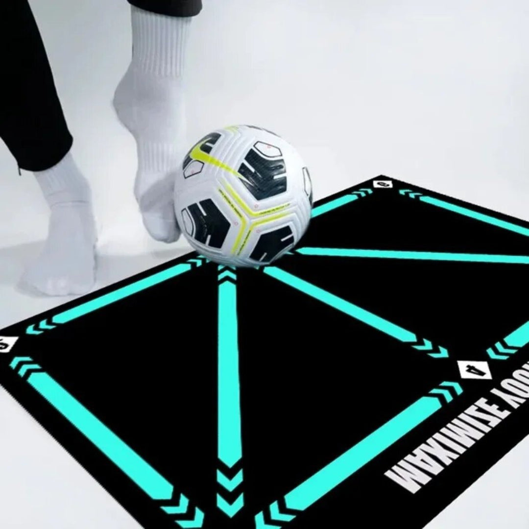 Unisex football training skills mat for improving soccer footwork and dribbling; durable and portable for practice.