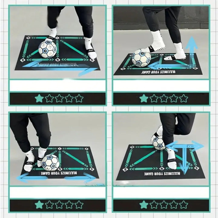 Portable football training mat with numbered zones for solo soccer drills, perfect for all skill levels.