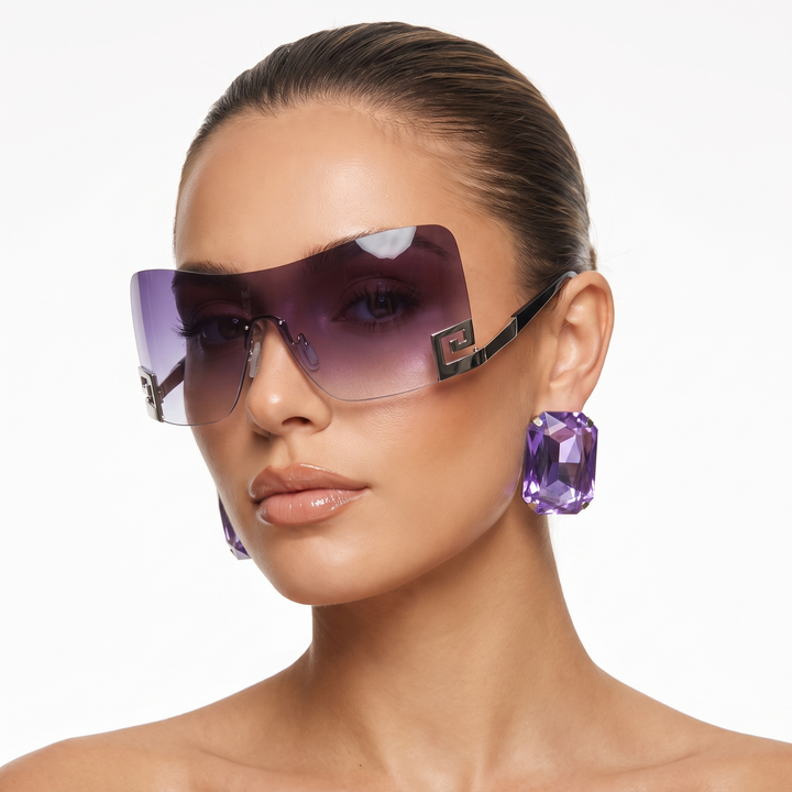 Modern unisex frameless futuristic eyewear. Stylish and practical sunglasses with UV400 protection for all.