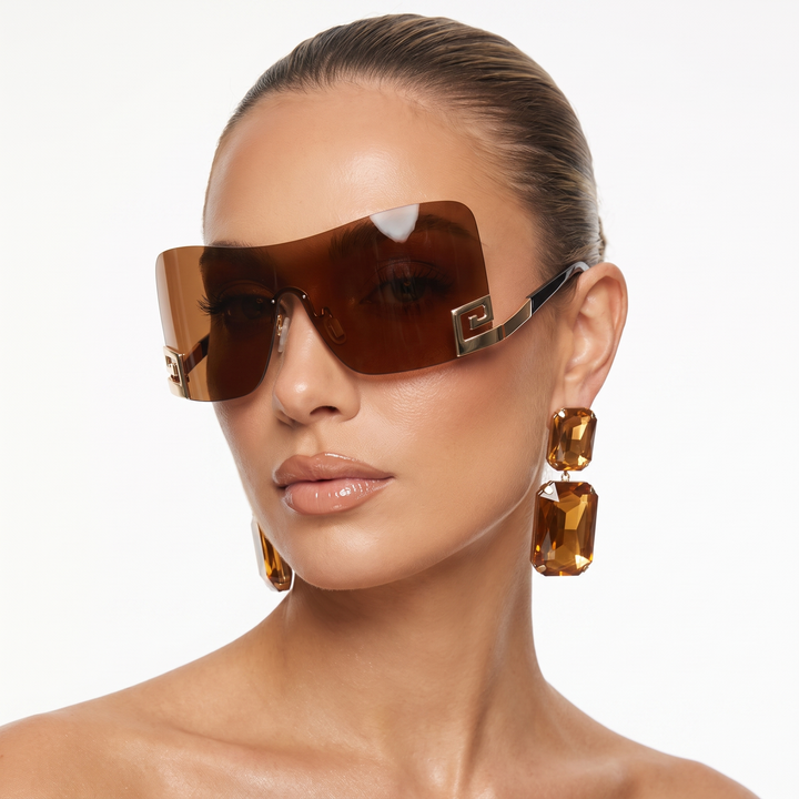 Sleek unisex frameless futuristic sunglasses. Trendy eyewear for a bold fashion statement, perfect for outdoor.