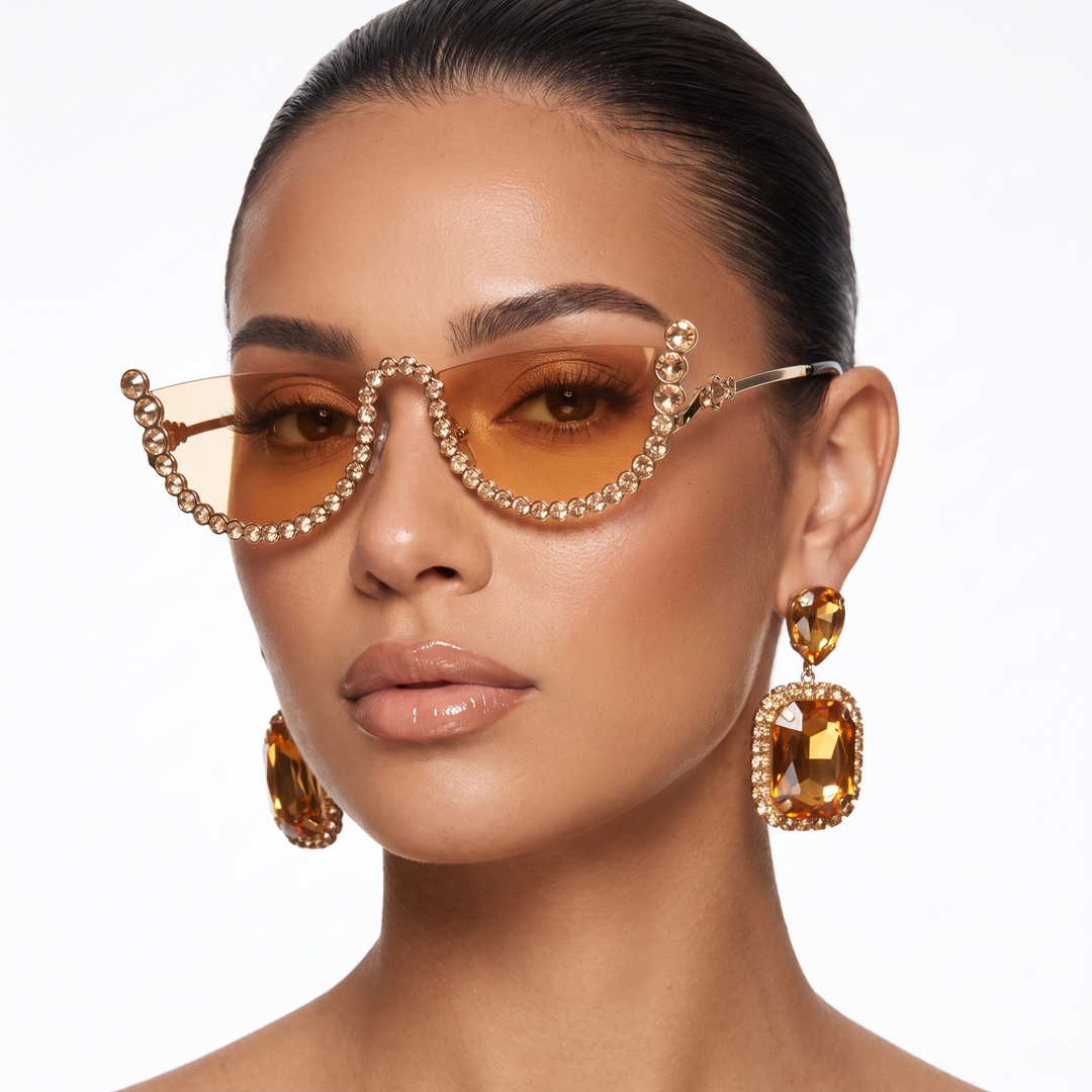 Unisex frameless oval sunglasses with UV400 protection, clear modern eyewear for daily use.