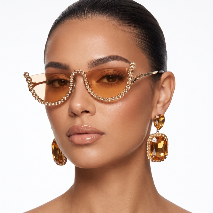 Unisex frameless oval sunglasses with UV400 protection, clear modern eyewear for daily use.